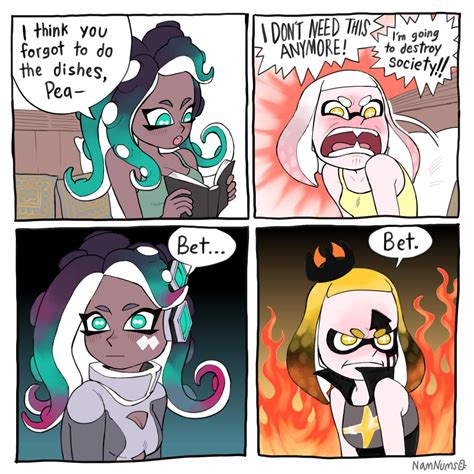 Also, do any of you guys know how to upload gifs that don't look like they have this wierd texture on it?. . Splatoon r34 comic